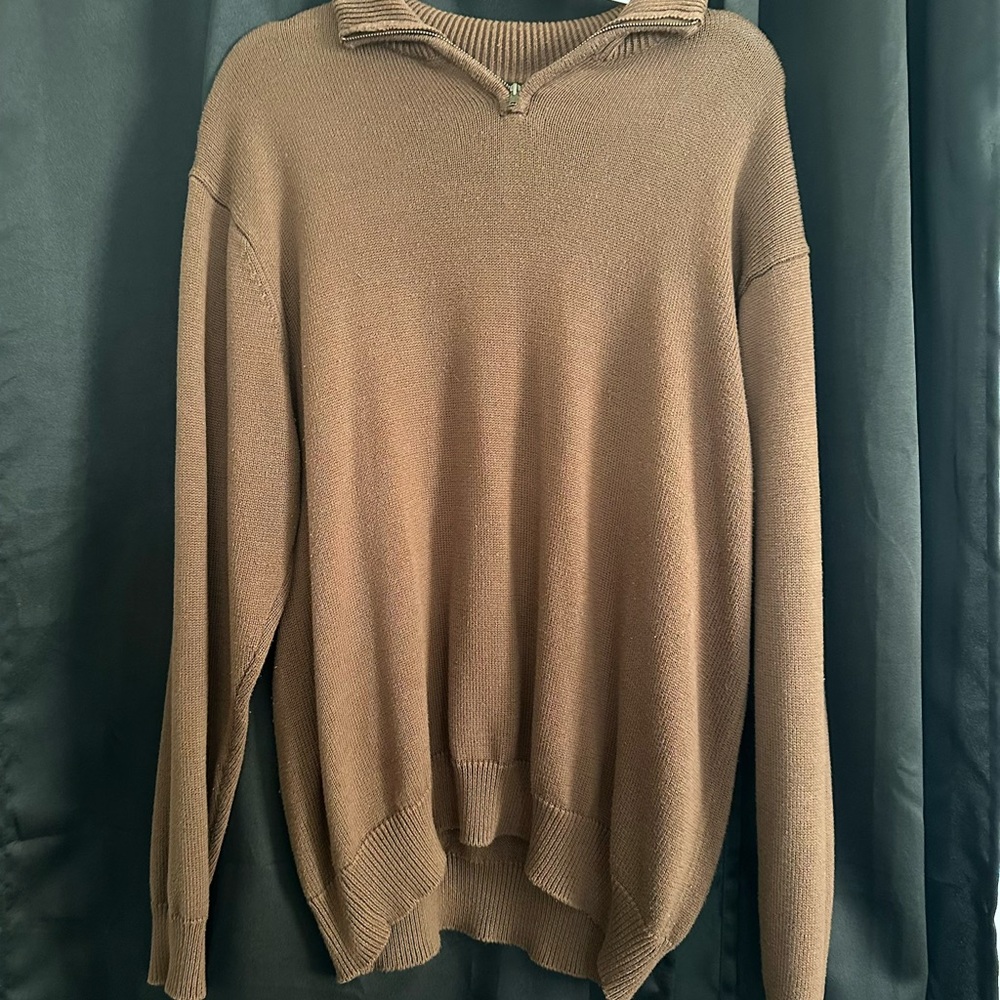 Men's Quarter-Zip Pullover Sweater - Brown